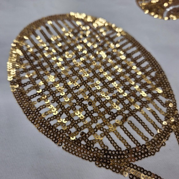 Queen Of Sparkles Queen Of The Court Tennis Sequin Sweatshirt Small Women Preppy - Picture 2 of 10